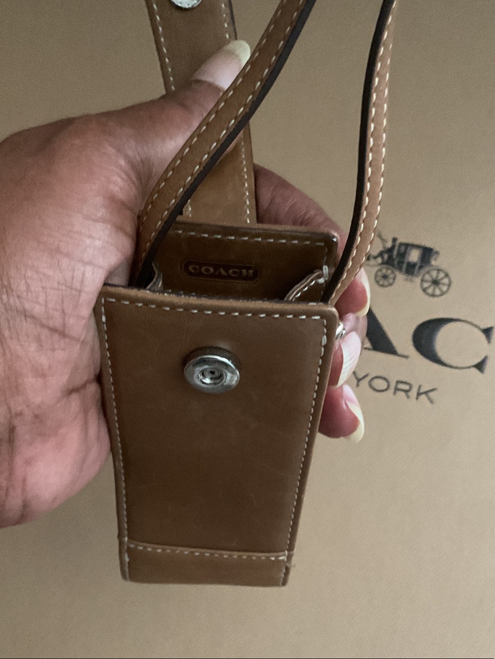 Coach Tan Leather old school Phone Pouch